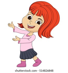 Cute kid welcome.vector and illustration.