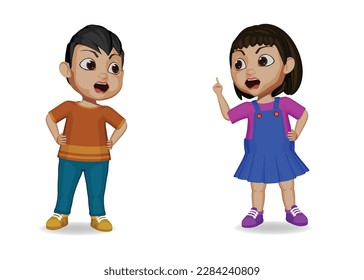 cute kids arguing with friends