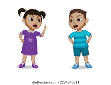 cute kids arguing with friends