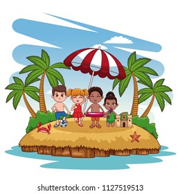 Cute kids at beach