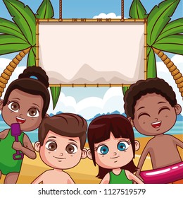 Cute kids at beach