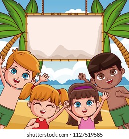 Cute kids at beach