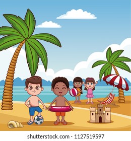 Cute kids at beach