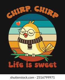 Crianças bonitas lindo pássaro t-shirt design e retro vintage cor placa