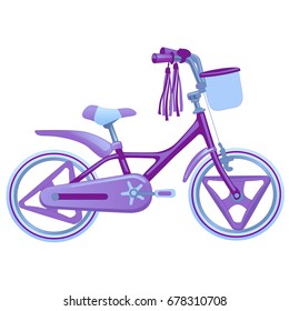 Cute kids bicycle. Vector illustration isolated on white