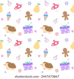 cute kids birthday seamless pattern vector illustrator