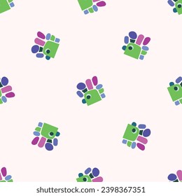 Cute kids blob monster graphic design doodle seamless vector pattern. Colorful creature in bright happy playful endless wallpaper. Minimalist gender neutral art illustration.