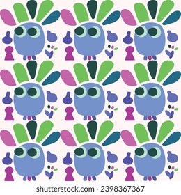 Cute kids blob monster graphic design doodle seamless vector pattern. Colorful creature in bright happy playful endless wallpaper. Minimalist gender neutral art illustration.