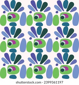 Cute kids blob monster graphic design doodle seamless vector pattern. Colorful creature in bright happy playful endless wallpaper. Minimalist gender neutral art illustration.