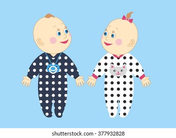 cute kids boy and girl in sliders