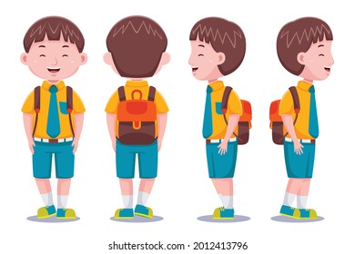 Cute Kids Boy Student carrying Backpack