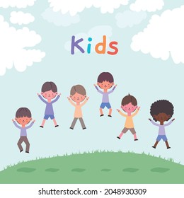 cute kids bundle on grass