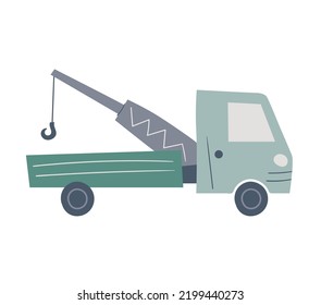 Cute kids car isolated on a white background. Funny transport in hand drawn style for design of kids map,  pre school education, textiles. Cartoon truck vector illustration