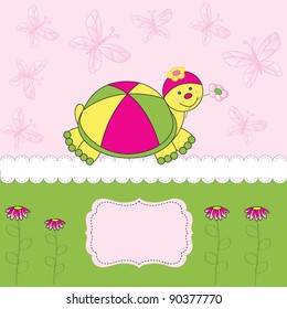 Cute kids card on birthday or shower