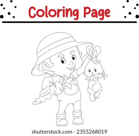 Cute kids cartoon coloring page illustration vector. For kids coloring book.