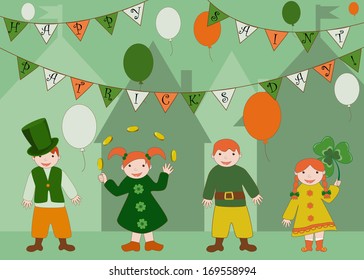 Cute kids celebrating Saint Patrick's Day