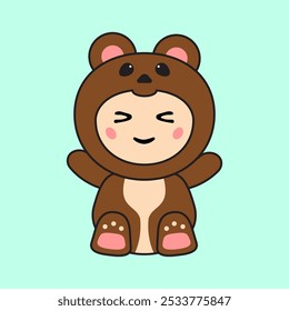 Cute Kids Character in Bear Costume