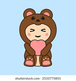 Cute Kids Character in Bear Costume