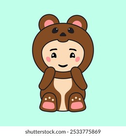 Cute Kids Character in Bear Costume