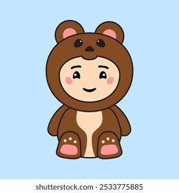 Cute Kids Character in Bear Costume