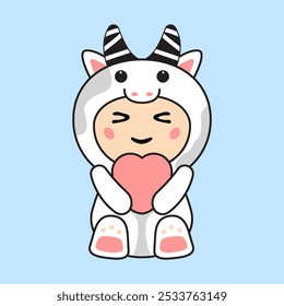 Cute Kids Character in Cow Costume