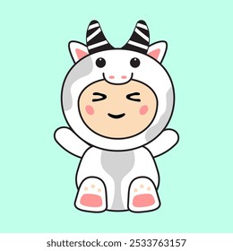 Cute Kids Character in Cow Costume