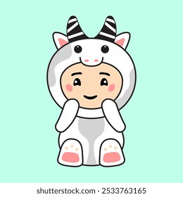 Cute Kids Character in Cow Costume