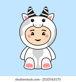 Cute Kids Character in Cow Costume