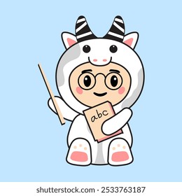 Cute Kids Character in Cow Costume