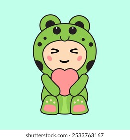Cute Kids Character in Frog Costume