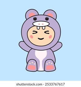 Cute Kids Character in Hippo Costume