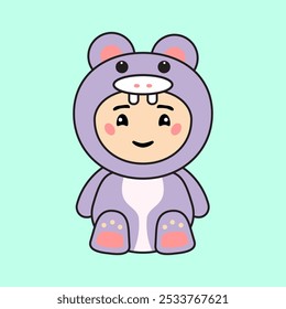 Cute Kids Character in Hippo Costume