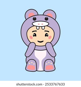 Cute Kids Character in Hippo Costume