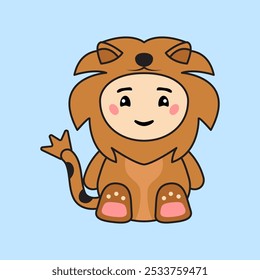 Cute Kids Character in Lion Costume