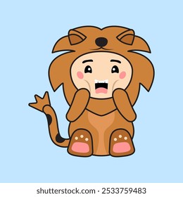 Cute Kids Character in Lion Costume