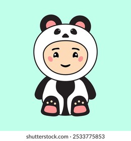 Cute Kids Character in Panda Costume