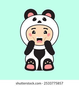 Cute Kids Character in Panda Costume