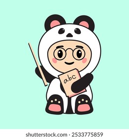 Cute Kids Character in Panda Costume