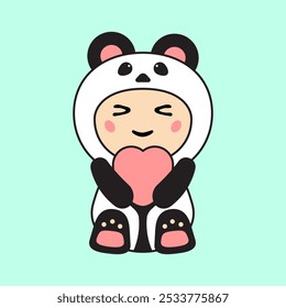 Cute Kids Character in Panda Costume