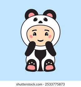 Cute Kids Character in Panda Costume