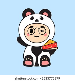 Cute Kids Character in Panda Costume