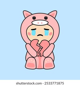 Cute Kids Character in Pig Costume
