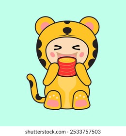 Cute Kids Character in Tiger Costume
