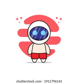 Cute Kids Character Wearing Astronaut Costume. Mascot Design Concept