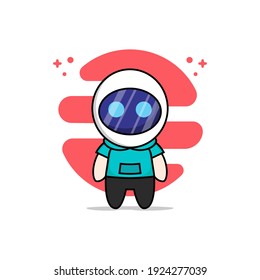 Cute kids character wearing astronaut costume. Mascot design concept