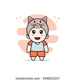 Personaje infantil lindo con disfraz de gato. Concepto de diseño de mascota
