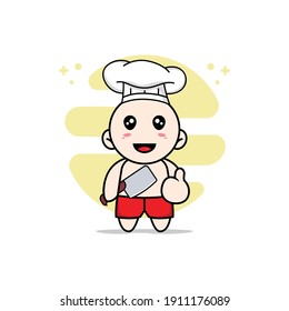 Cute kids character wearing chef costume. Mascot design concept