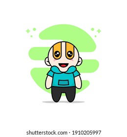 Cute kids character wearing superhero costume. Mascot design concept