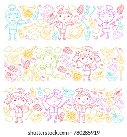 Cute Kids Chef on white background Children cooking Kitchen children Cooking lessons
