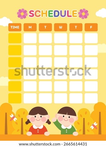 Cute Kids Class Timetable Template